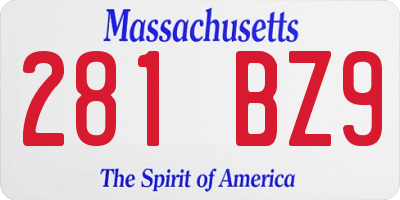 MA license plate 281BZ9