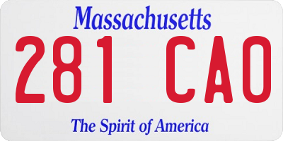 MA license plate 281CA0