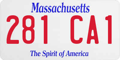 MA license plate 281CA1