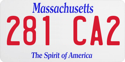 MA license plate 281CA2