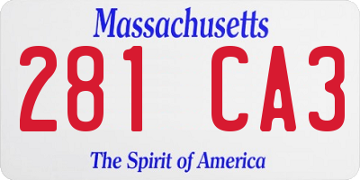 MA license plate 281CA3