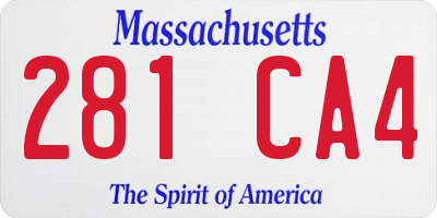 MA license plate 281CA4