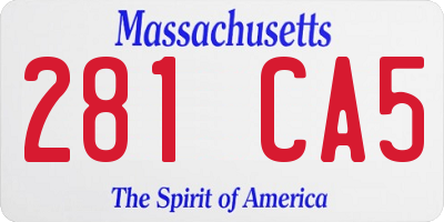 MA license plate 281CA5