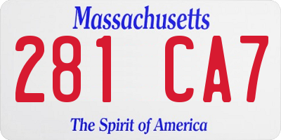 MA license plate 281CA7