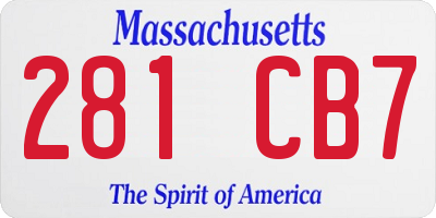MA license plate 281CB7