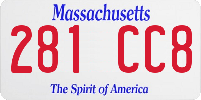 MA license plate 281CC8