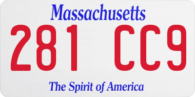 MA license plate 281CC9