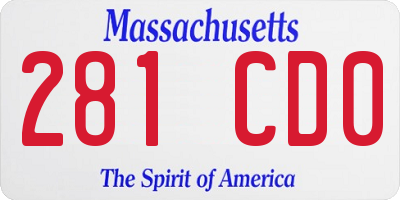 MA license plate 281CD0