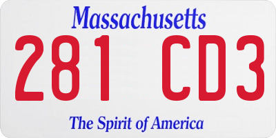 MA license plate 281CD3