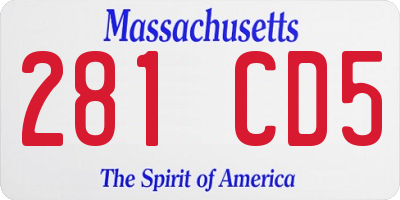 MA license plate 281CD5