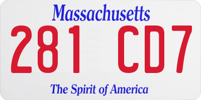 MA license plate 281CD7