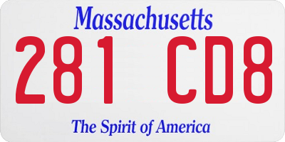 MA license plate 281CD8
