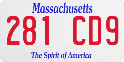 MA license plate 281CD9