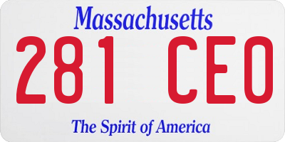 MA license plate 281CE0