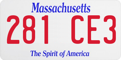 MA license plate 281CE3
