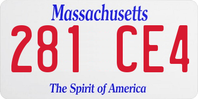 MA license plate 281CE4
