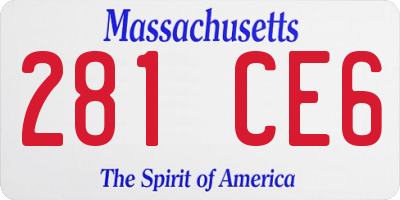 MA license plate 281CE6