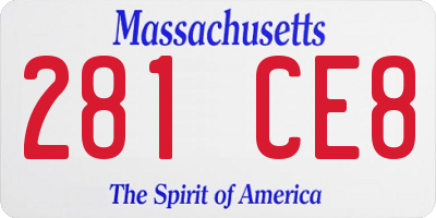 MA license plate 281CE8