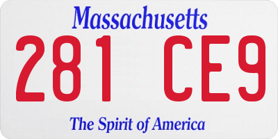 MA license plate 281CE9