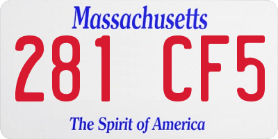 MA license plate 281CF5