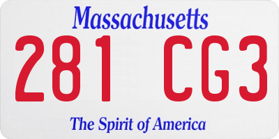 MA license plate 281CG3