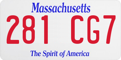 MA license plate 281CG7