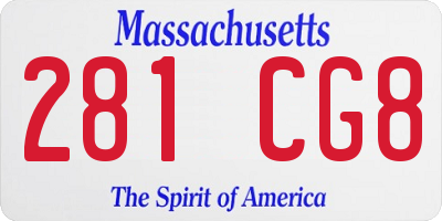 MA license plate 281CG8