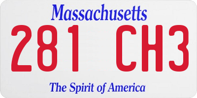 MA license plate 281CH3