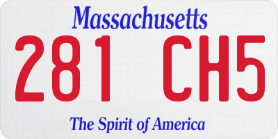 MA license plate 281CH5