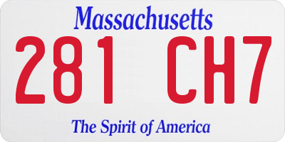 MA license plate 281CH7