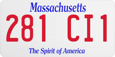 MA license plate 281CI1