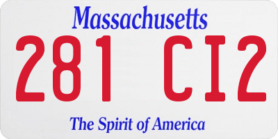 MA license plate 281CI2