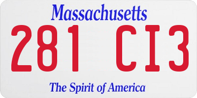 MA license plate 281CI3