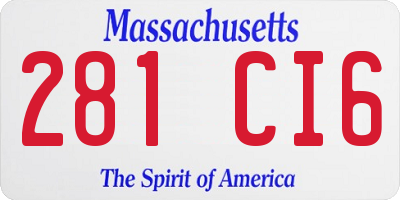 MA license plate 281CI6