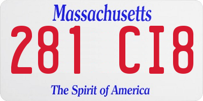 MA license plate 281CI8