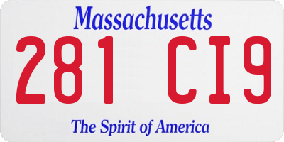 MA license plate 281CI9