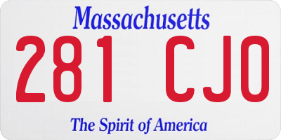 MA license plate 281CJ0