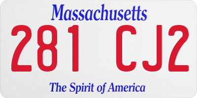 MA license plate 281CJ2