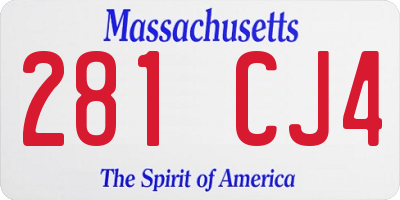 MA license plate 281CJ4