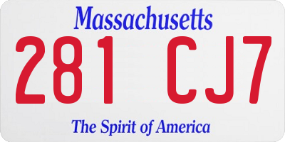 MA license plate 281CJ7