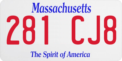 MA license plate 281CJ8