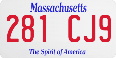 MA license plate 281CJ9