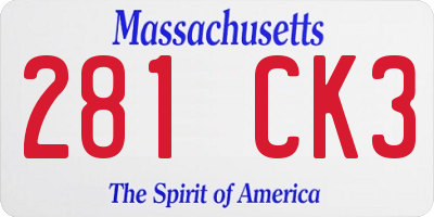 MA license plate 281CK3