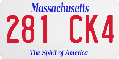 MA license plate 281CK4