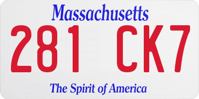 MA license plate 281CK7