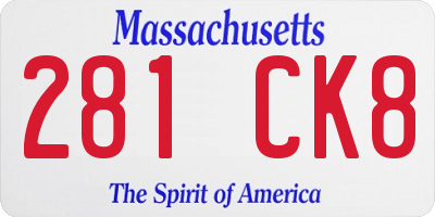 MA license plate 281CK8