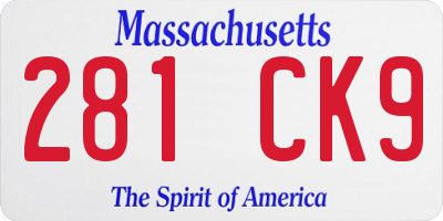 MA license plate 281CK9