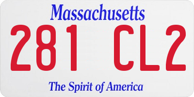 MA license plate 281CL2