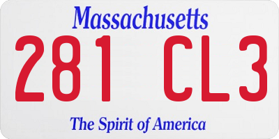 MA license plate 281CL3