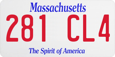 MA license plate 281CL4